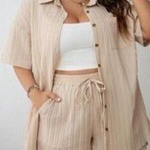 Tan‎ set short & shirt shien curve